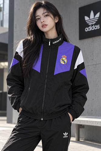 Real Madrid 26-27 black with purple white EQT windbreaker jacket S-3XL
