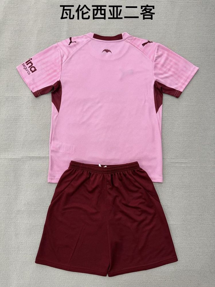 kid kit  2026-27 Valencia  pink third away Football jersey