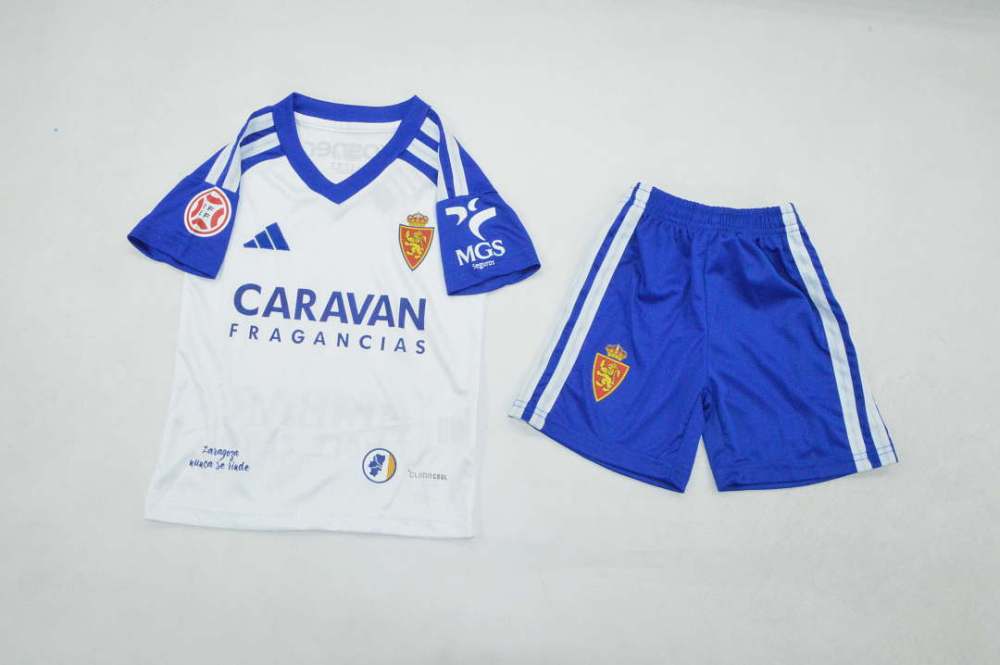 kids kit 2026-27 zaragoza home soccer jersey size 16-28