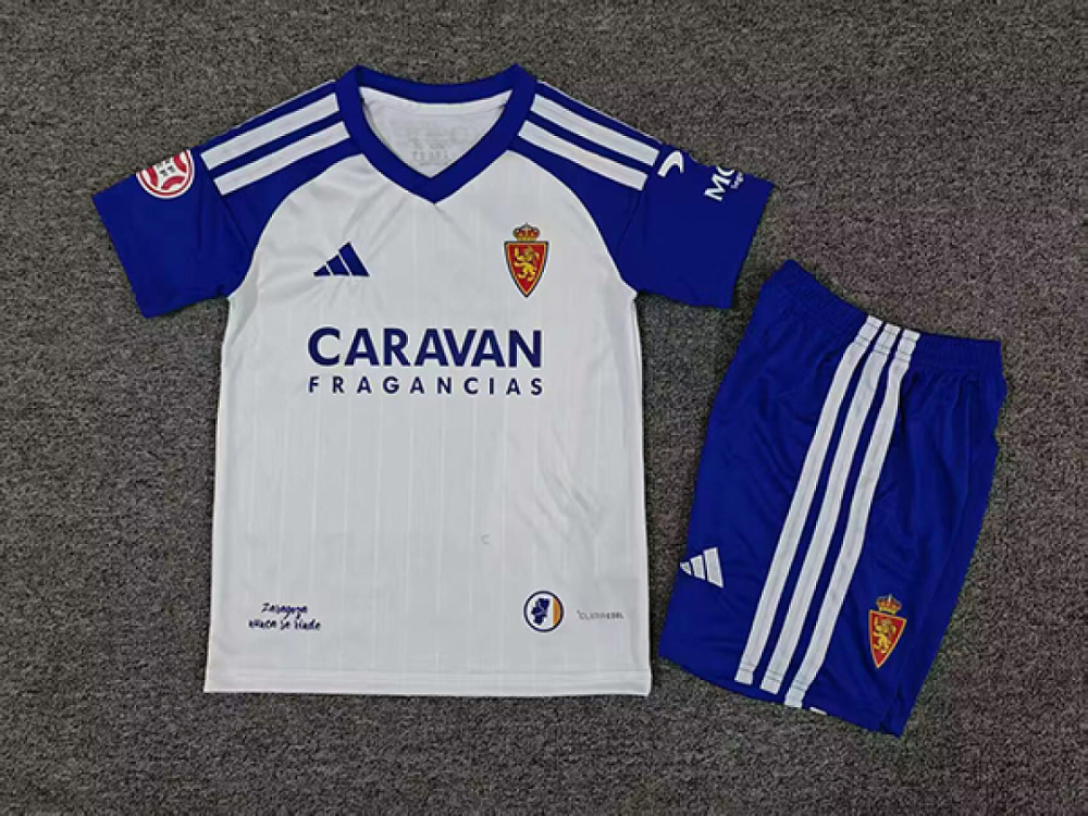 kids kit 2026-27 zaragoza home soccer jersey size 16-28
