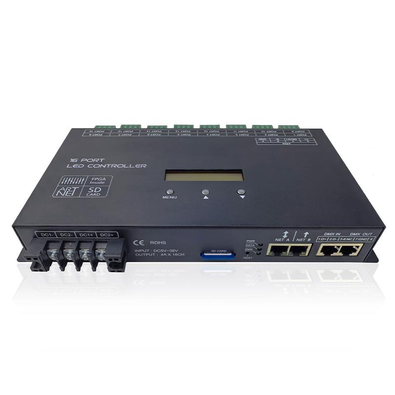 GC-5016-DC 16 PORT LED CONTROLLER ArtNet DMX512 FPGA Inside SD Card 16CH Integrated Unit for RGB Pixel Strip WS2811 WS2812 SK6812,Whymelighting – Pro LED Strips & Diffused Blocks, Factory Direct,GC-5016-DC 16 PORT LED CONTROLLER ArtNet DMX512 FPGA Inside SD Card 16CH Integrated Unit for RGB Pixel Strip WS2811 WS2812 SK6812