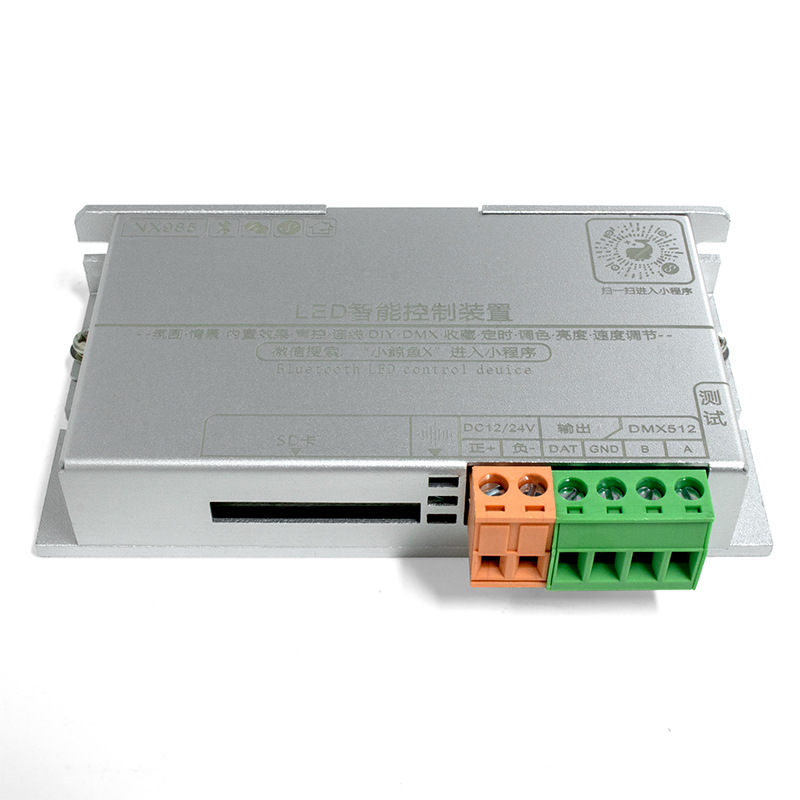 NX985 Bluetooth LED Smart Controller with DMX512, SD Card & WeChat Mini Program Control (12V/24V),Whymelighting – Pro LED Strips & Diffused Blocks, Factory Direct,NX985 Bluetooth LED Smart Controller with DMX512, SD Card & WeChat Mini Program Control (12V/24V)