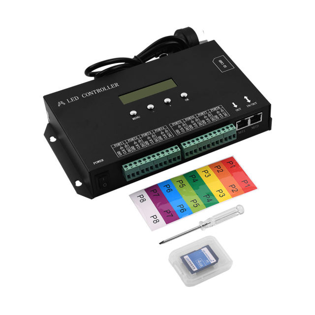 H807SA 8-Port DMX512 Art-Net to SPI LED Controller - Support WS2811/WS2812/SK6812/APA102, Max 8192 Pixels, SD Card Offline & Online Control,Whymelighting – Pro LED Strips & Diffused Blocks, Factory Direct,H807SA 8-Port DMX512 Art-Net to SPI LED Controller - Support WS2811/WS2812/SK6812/APA102, Max 8192 Pixels, SD Card Offline & Online Control