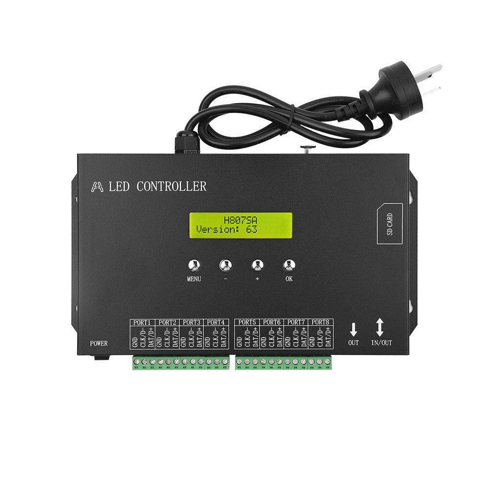 H807SA 8-Port DMX512 Art-Net to SPI LED Controller - Support WS2811/WS2812/SK6812/APA102, Max 8192 Pixels, SD Card Offline & Online Control,Whymelighting – Pro LED Strips & Diffused Blocks, Factory Direct,H807SA 8-Port DMX512 Art-Net to SPI LED Controller - Support WS2811/WS2812/SK6812/APA102, Max 8192 Pixels, SD Card Offline & Online Control