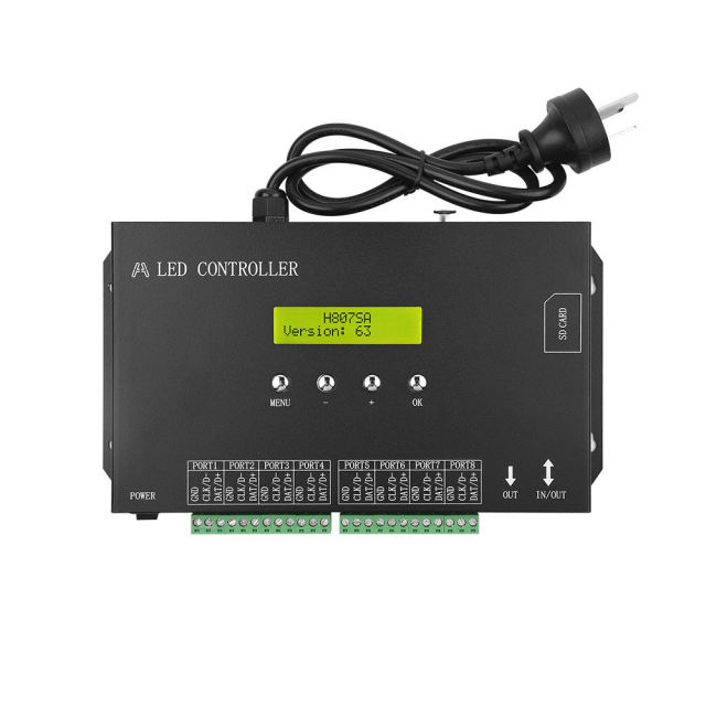 H807SA 8-Port DMX512 Art-Net to SPI LED Controller - Support WS2811/WS2812/SK6812/APA102, Max 8192 Pixels, SD Card Offline & Online Control,Whymelighting – Pro LED Strips & Diffused Blocks, Factory Direct,H807SA 8-Port DMX512 Art-Net to SPI LED Controller - Support WS2811/WS2812/SK6812/APA102, Max 8192 Pixels, SD Card Offline & Online Control