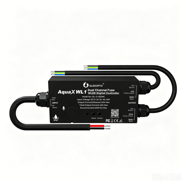 Gledopto GL-C-812WL AquaX Dual Channel WLED Digital Controller, ESP32 Addressable LED Strip Controller, IP67 Waterproof WLED Pre-installed for WS2812B SK6812, DC 5-48V Smart Pixel LED Control,Whymelighting – Pro LED Strips & Diffused Blocks, Factory Direct,Gledopto GL-C-812WL AquaX Dual Channel WLED Digital Controller, ESP32 Addressable LED Strip Controller, IP67 Waterproof WLED Pre-installed for WS2812B SK6812, DC 5-48V Smart Pixel LED Control