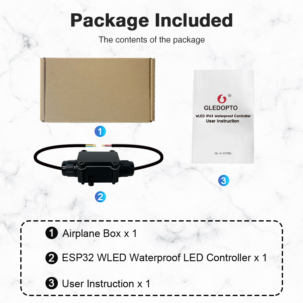 GLEDOPTO GL-C-012WL ESP32 WLED Waterproof LED Controller for Addressable LED Strips, DC5-24V, 10A, 800 Pixels, IP65 Outdoor Smart WiFi Controller,Whymelighting – Pro LED Strips & Diffused Blocks, Factory Direct,GLEDOPTO GL-C-012WL ESP32 WLED Waterproof LED Controller for Addressable LED Strips, DC5-24V, 10A, 800 Pixels, IP65 Outdoor Smart WiFi Controller