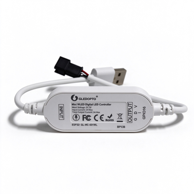 GLEDOPTO Mini WLED Controller GL-MC-001WL, 5V ESP32 WiFi Digital LED Strip Controller with Built-in Mic, Music Sync, Compatible with WS2812B SK6812 for Smart Home DIY,Whymelighting – Pro LED Strips & Diffused Blocks, Factory Direct,GLEDOPTO Mini WLED Controller GL-MC-001WL, 5V ESP32 WiFi Digital LED Strip Controller with Built-in Mic, Music Sync, Compatible with WS2812B SK6812 for Smart Home DIY
