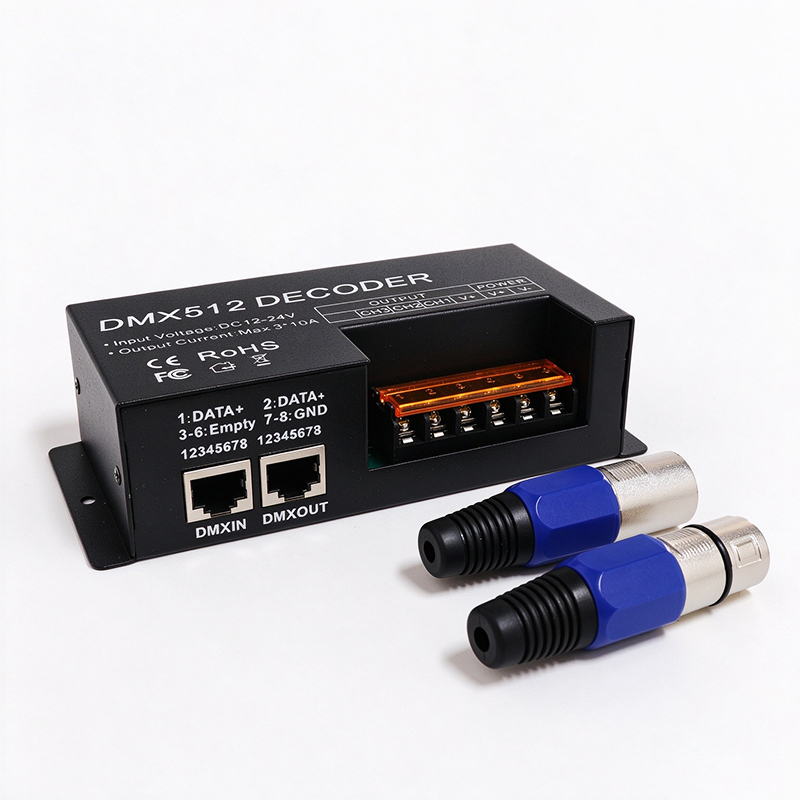 DMX512 RGB LED Decoder 3-Channel 8A/CH, 12-24V DC Constant Voltage DMX Dimmer Controller for LED Strip Lights,Whymelighting – Pro LED Strips & Diffused Blocks, Factory Direct,DMX512 RGB LED Decoder 3-Channel 8A/CH, 12-24V DC Constant Voltage DMX Dimmer Controller for LED Strip Lights