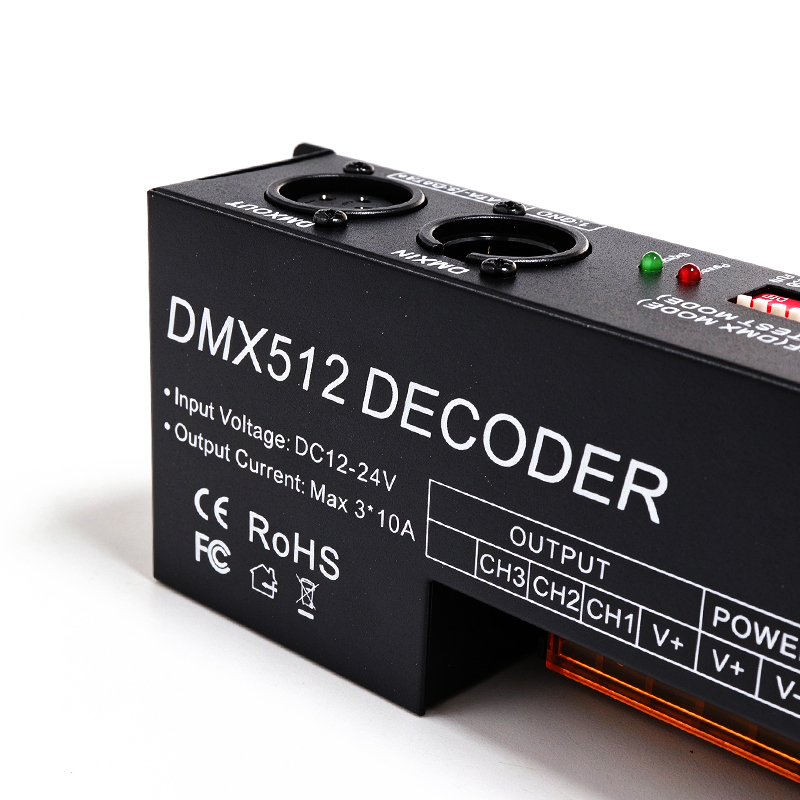 DMX512 RGB LED Decoder 3-Channel 8A/CH, 12-24V DC Constant Voltage DMX Dimmer Controller for LED Strip Lights,Whymelighting – Pro LED Strips & Diffused Blocks, Factory Direct,DMX512 RGB LED Decoder 3-Channel 8A/CH, 12-24V DC Constant Voltage DMX Dimmer Controller for LED Strip Lights