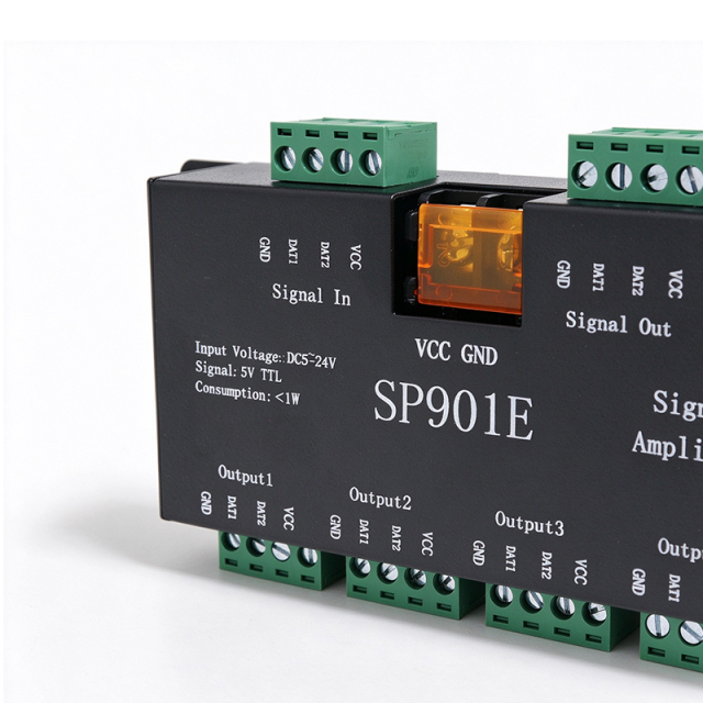 SP901E SPI Signal Amplifier Repeater for WS2812B SK6812 APA102 LED Strip 5-24V 8 Port Output,Whymelighting – Pro LED Strips & Diffused Blocks, Factory Direct,SP901E SPI Signal Amplifier Repeater for WS2812B SK6812 APA102 LED Strip 5-24V 8 Port Output