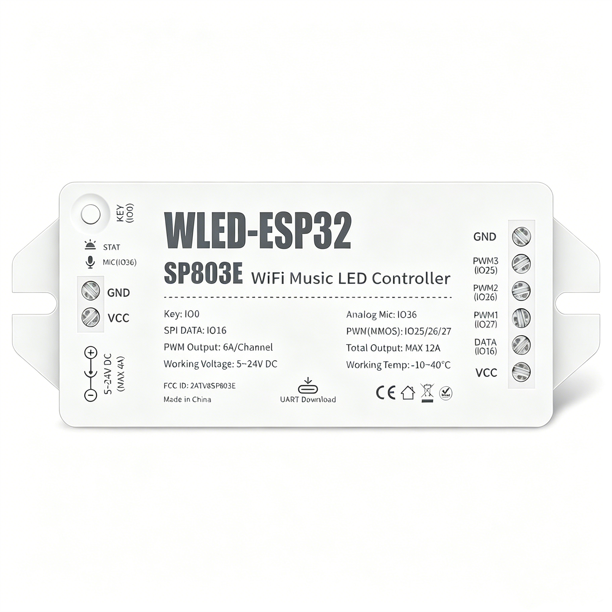 SP803E ESP32 WLED Music Sync LED Controller DC5-24V WiFi Wireless Smart Controller for WS2812B SK6812 RGB RGBW Pixel Strip Lights,Whymelighting – Pro LED Strips & Diffused Blocks, Factory Direct,SP803E ESP32 WLED Music Sync LED Controller DC5-24V WiFi Wireless Smart Controller for WS2812B SK6812 RGB RGBW Pixel Strip Lights