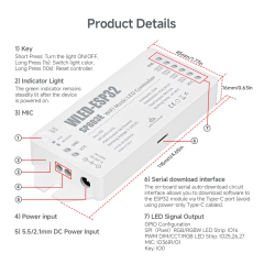 SP803E ESP32 WLED Music Sync LED Controller DC5-24V WiFi Wireless Smart Controller for WS2812B SK6812 RGB RGBW Pixel Strip Lights,Whymelighting – Pro LED Strips & Diffused Blocks, Factory Direct,SP803E ESP32 WLED Music Sync LED Controller DC5-24V WiFi Wireless Smart Controller for WS2812B SK6812 RGB RGBW Pixel Strip Lights