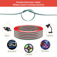 20AWG 3-Pin LED Extension Cable, 80°C 300V Tinned Copper Wire for WS2811 WS2812B LED Strip Lights, Red/Green/White Color Coded,Whymelighting – Pro LED Strips & Diffused Blocks, Factory Direct,20AWG 3-Pin LED Extension Cable, 80°C 300V Tinned Copper Wire for WS2811 WS2812B LED Strip Lights, Red/Green/White Color Coded