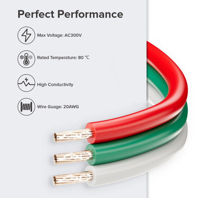 20AWG 3-Pin LED Extension Cable, 80°C 300V Tinned Copper Wire for WS2811 WS2812B LED Strip Lights, Red/Green/White Color Coded,Whymelighting – Pro LED Strips & Diffused Blocks, Factory Direct,20AWG 3-Pin LED Extension Cable, 80°C 300V Tinned Copper Wire for WS2811 WS2812B LED Strip Lights, Red/Green/White Color Coded