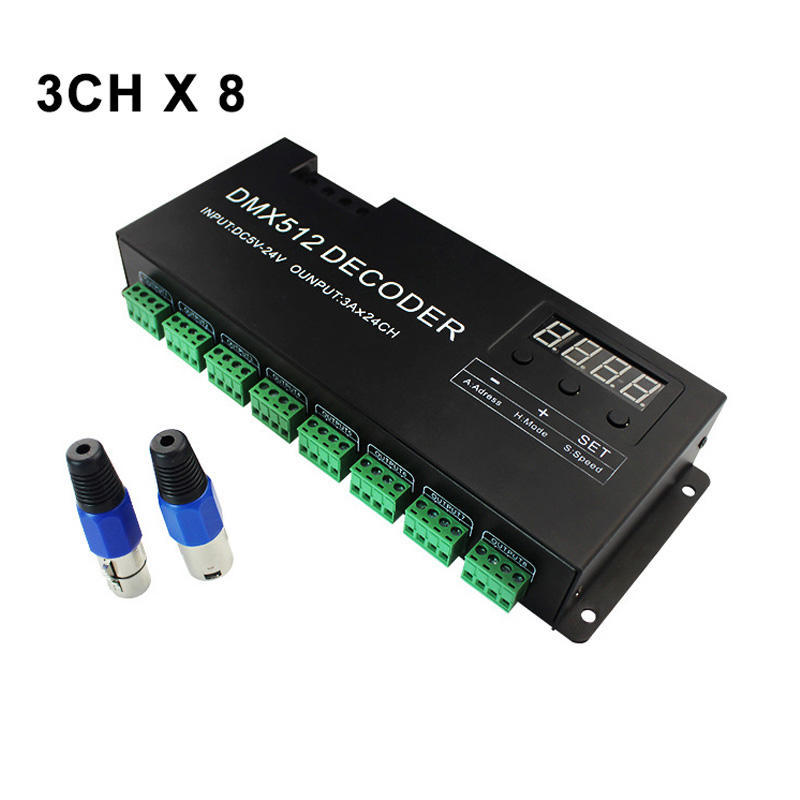 24-Channel DMX512 Decoder Controller 5V-24V 3A/CH for LED Strip Lights with Digital Display,Whymelighting – Pro LED Strips & Diffused Blocks, Factory Direct,24-Channel DMX512 Decoder Controller 5V-24V 3A/CH for LED Strip Lights with Digital Display