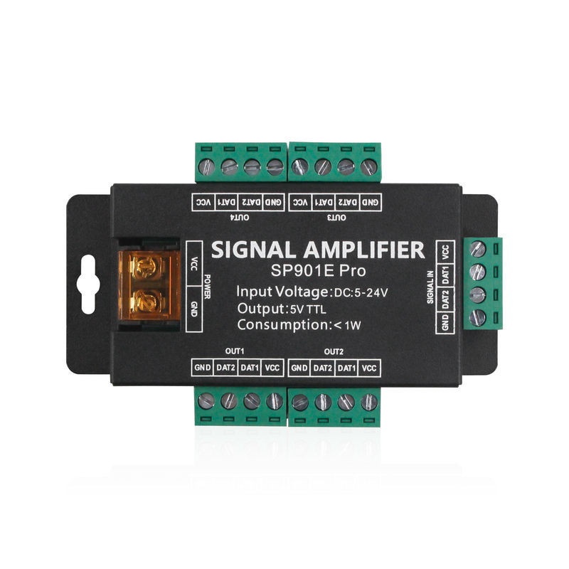 SP901E Pro 4-Channel TTL SPI Signal Amplifier for Addressable RGB LED Strip DC5-24V, Metal Case with CE RoHS Certification, Easy Installation,Whymelighting – Pro LED Strips & Diffused Blocks, Factory Direct,SP901E Pro 4-Channel TTL SPI Signal Amplifier for Addressable RGB LED Strip DC5-24V, Metal Case with CE RoHS Certification, Easy Installation