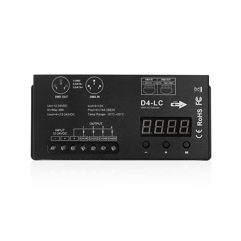 D4-LC DMX 512 Decoder 4-Channel LED Controller with Digital Display, 12-24V DC, 4x12A Output for RGBW LED Strip Lights,Whymelighting – Pro LED Strips & Diffused Blocks, Factory Direct,D4-LC DMX 512 Decoder 4-Channel LED Controller with Digital Display, 12-24V DC, 4x12A Output for RGBW LED Strip Lights