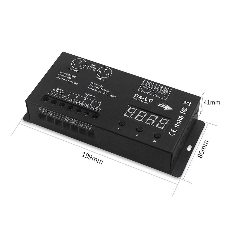 D4-LC DMX 512 Decoder 4-Channel LED Controller with Digital Display, 12-24V DC, 4x12A Output for RGBW LED Strip Lights,Whymelighting – Pro LED Strips & Diffused Blocks, Factory Direct,D4-LC DMX 512 Decoder 4-Channel LED Controller with Digital Display, 12-24V DC, 4x12A Output for RGBW LED Strip Lights