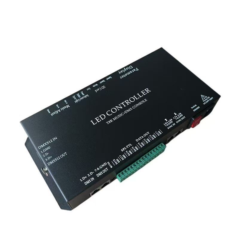 T8K 8-Port Pixel LED Controller with DMX512 & Music Sync - 8192 Pixel Capacity Programmable Stage Light Master,Whymelighting – Pro LED Strips & Diffused Blocks, Factory Direct,T8K 8-Port Pixel LED Controller with DMX512 & Music Sync - 8192 Pixel Capacity Programmable Stage Light Master