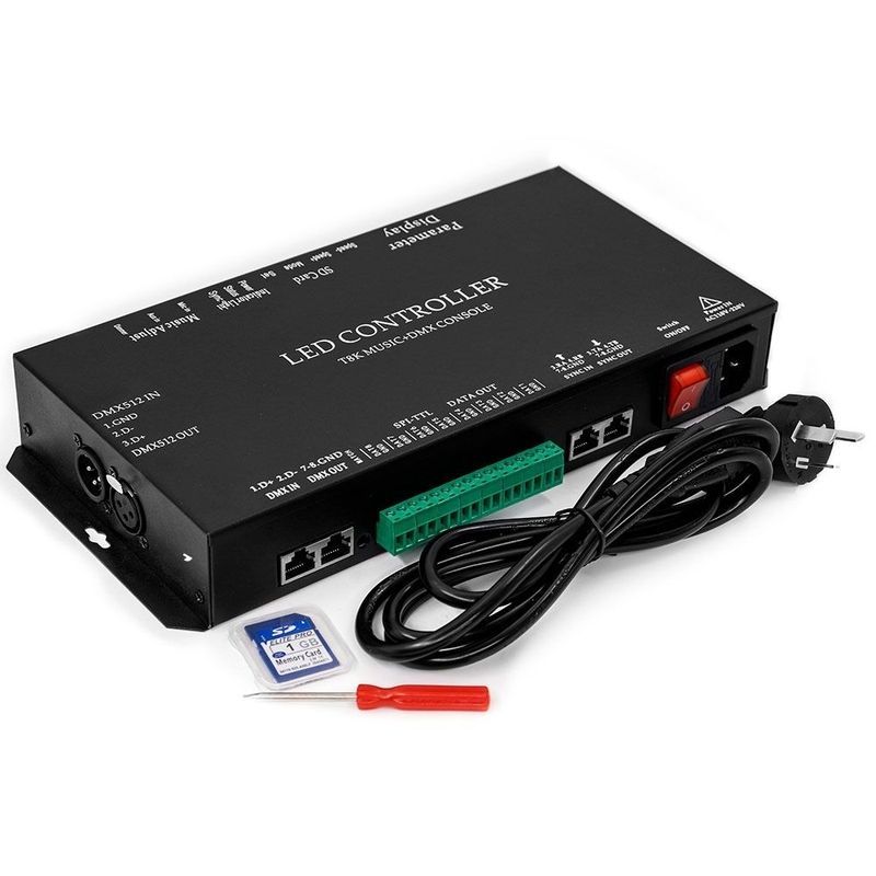T8K 8-Port Pixel LED Controller with DMX512 & Music Sync - 8192 Pixel Capacity Programmable Stage Light Master,Whymelighting – Pro LED Strips & Diffused Blocks, Factory Direct,T8K 8-Port Pixel LED Controller with DMX512 & Music Sync - 8192 Pixel Capacity Programmable Stage Light Master