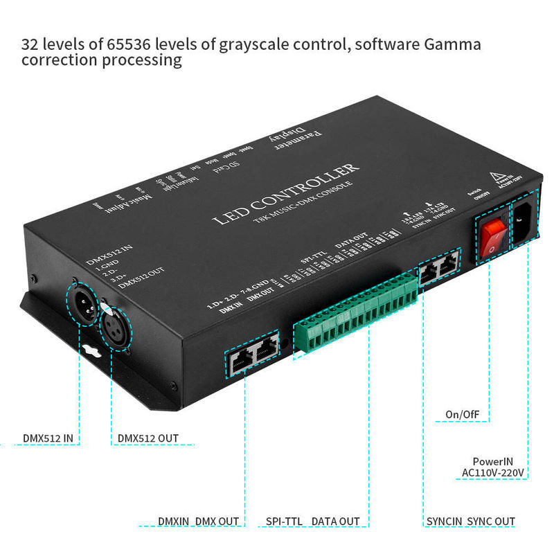 T8K 8-Port Pixel LED Controller with DMX512 & Music Sync - 8192 Pixel Capacity Programmable Stage Light Master,Whymelighting – Pro LED Strips & Diffused Blocks, Factory Direct,T8K 8-Port Pixel LED Controller with DMX512 & Music Sync - 8192 Pixel Capacity Programmable Stage Light Master