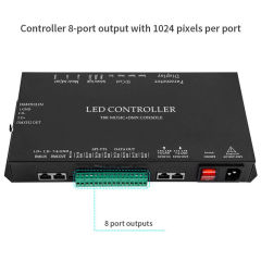 T8K 8-Port Pixel LED Controller with DMX512 & Music Sync - 8192 Pixel Capacity Programmable Stage Light Master,Whymelighting – Pro LED Strips & Diffused Blocks, Factory Direct,T8K 8-Port Pixel LED Controller with DMX512 & Music Sync - 8192 Pixel Capacity Programmable Stage Light Master