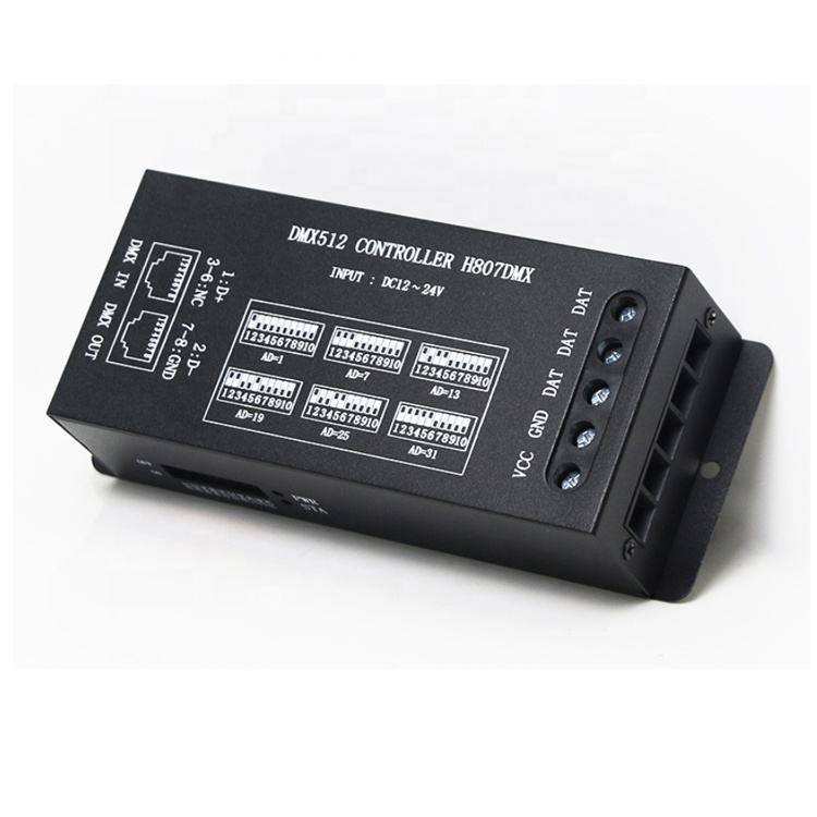 H807DMX 12V DMX512 Decoder Controller for WS2811 TM1812 P943 P9411 P9883 TM1804 UCS1903 Single-Line Pixel LED Strip Lights - 1024 Pixels, 13CH,Whymelighting – Pro LED Strips & Diffused Blocks, Factory Direct,H807DMX 12V DMX512 Decoder Controller for WS2811 TM1812 P943 P9411 P9883 TM1804 UCS1903 Single-Line Pixel LED Strip Lights - 1024 Pixels, 13CH