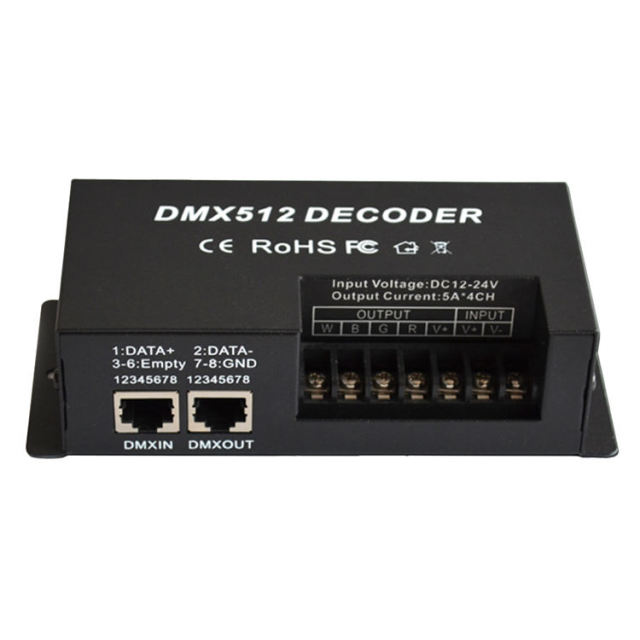 4-Channel 5A RGBW LED DMX512 Constant Voltage Decoder with DIP Switch for Stage Lights & LED Modules,Whymelighting – Pro LED Strips & Diffused Blocks, Factory Direct,4-Channel 5A RGBW LED DMX512 Constant Voltage Decoder with DIP Switch for Stage Lights & LED Modules