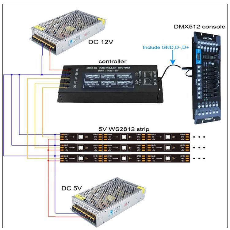 H807DMX 12V DMX512 Decoder Controller for WS2811 TM1812 P943 P9411 P9883 TM1804 UCS1903 Single-Line Pixel LED Strip Lights - 1024 Pixels, 13CH,Whymelighting – Pro LED Strips & Diffused Blocks, Factory Direct,H807DMX 12V DMX512 Decoder Controller for WS2811 TM1812 P943 P9411 P9883 TM1804 UCS1903 Single-Line Pixel LED Strip Lights - 1024 Pixels, 13CH