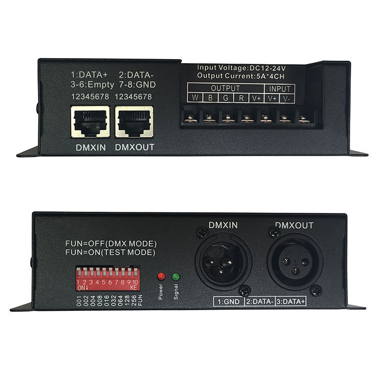 4-Channel 5A RGBW LED DMX512 Constant Voltage Decoder with DIP Switch for Stage Lights & LED Modules,Whymelighting – Pro LED Strips & Diffused Blocks, Factory Direct,4-Channel 5A RGBW LED DMX512 Constant Voltage Decoder with DIP Switch for Stage Lights & LED Modules