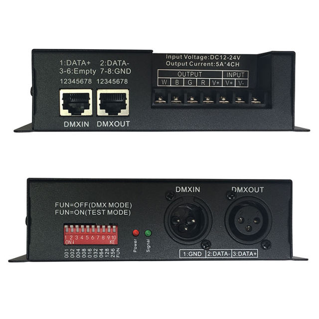 4-Channel 5A RGBW LED DMX512 Constant Voltage Decoder with DIP Switch for Stage Lights & LED Modules,Whymelighting – Pro LED Strips & Diffused Blocks, Factory Direct,4-Channel 5A RGBW LED DMX512 Constant Voltage Decoder with DIP Switch for Stage Lights & LED Modules