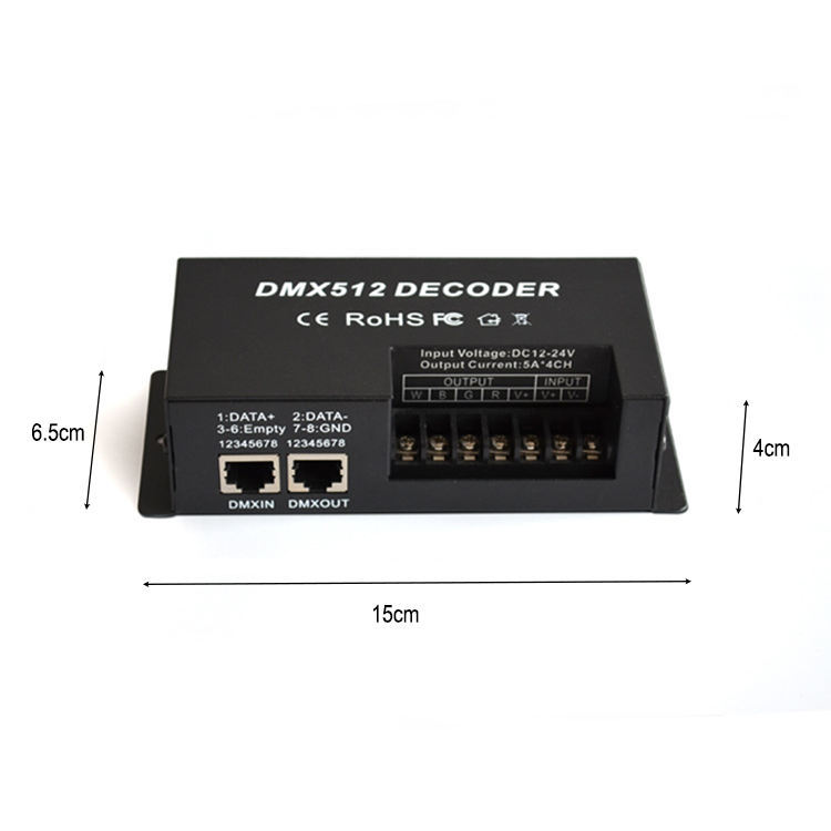 4-Channel 5A RGBW LED DMX512 Constant Voltage Decoder with DIP Switch for Stage Lights & LED Modules,Whymelighting – Pro LED Strips & Diffused Blocks, Factory Direct,4-Channel 5A RGBW LED DMX512 Constant Voltage Decoder with DIP Switch for Stage Lights & LED Modules