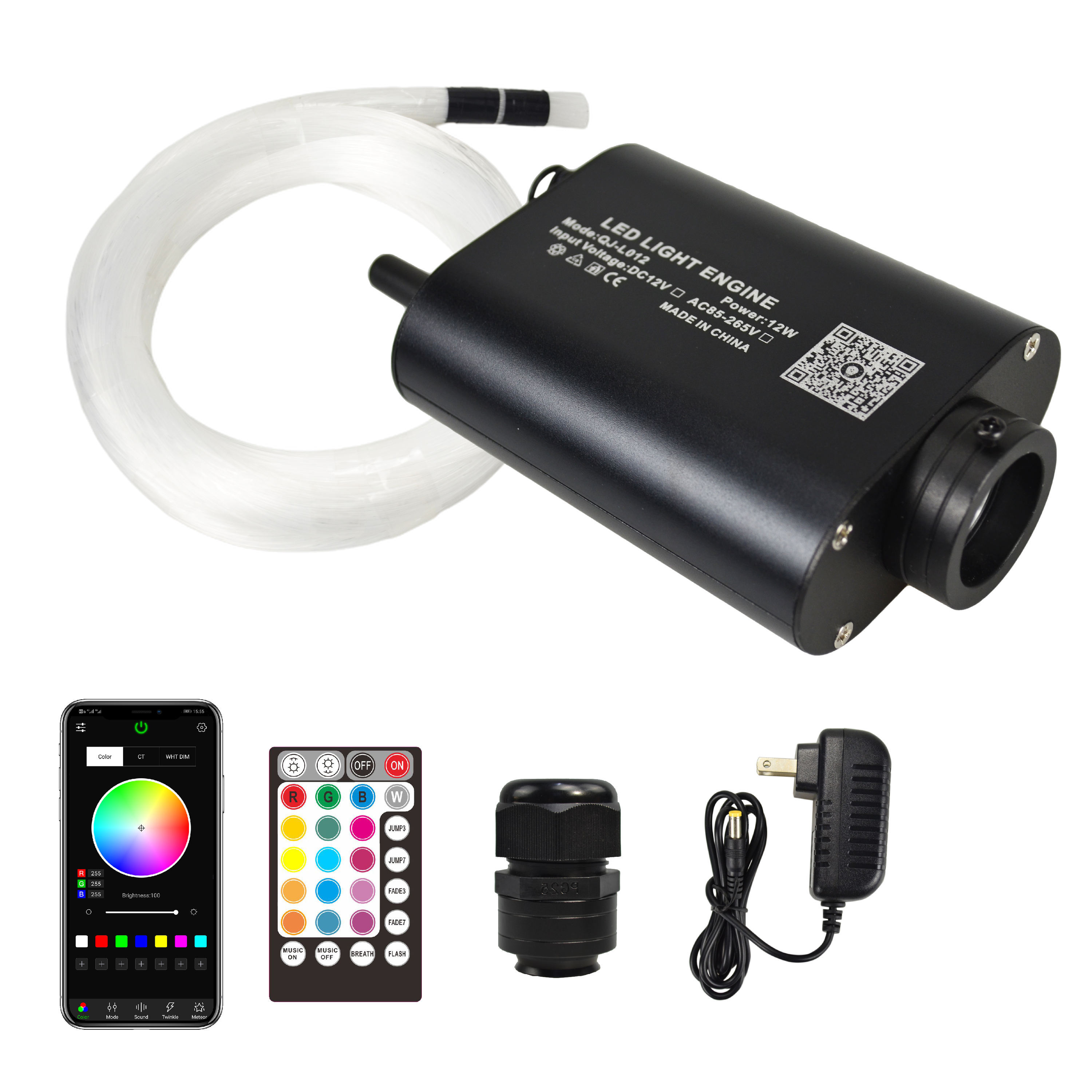 12W RGBW Music Control LED Fiber Optic Star Ceiling Light Engine – App Controlled Starry Sky Effect for Home Theater, Bedroom & Decoration,Whymelighting – Pro LED Strips & Diffused Blocks, Factory Direct,12W RGBW Music Control LED Fiber Optic Star Ceiling Light Engine – App Controlled Starry Sky Effect for Home Theater, Bedroom & Decoration