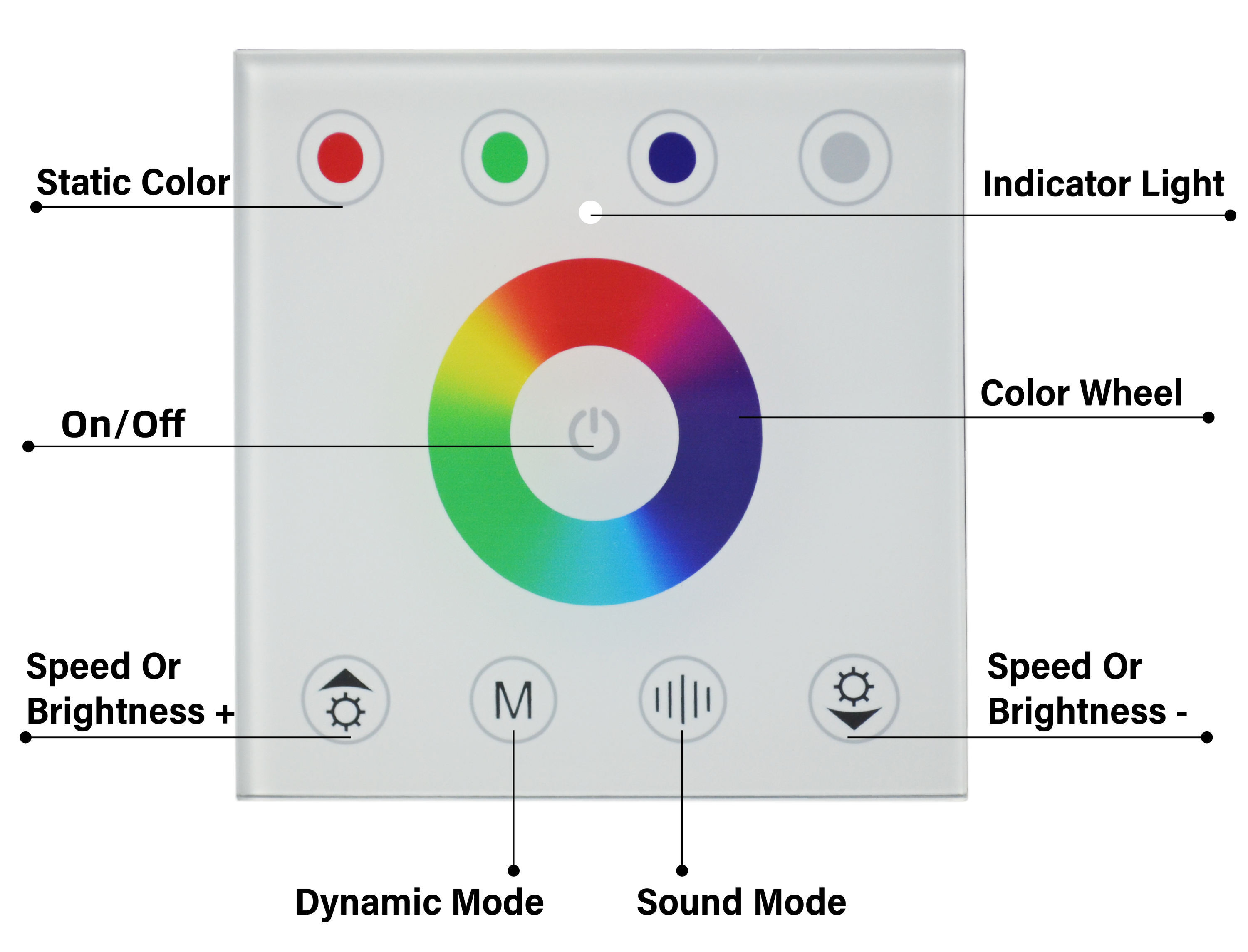 86-Type Wall Mount RGBW LED Controller Touch Panel Dimmer for LED Strip Lights, Glass Capacitive Touch Screen,Whymelighting – Pro LED Strips & Diffused Blocks, Factory Direct,86-Type Wall Mount RGBW LED Controller Touch Panel Dimmer for LED Strip Lights, Glass Capacitive Touch Screen