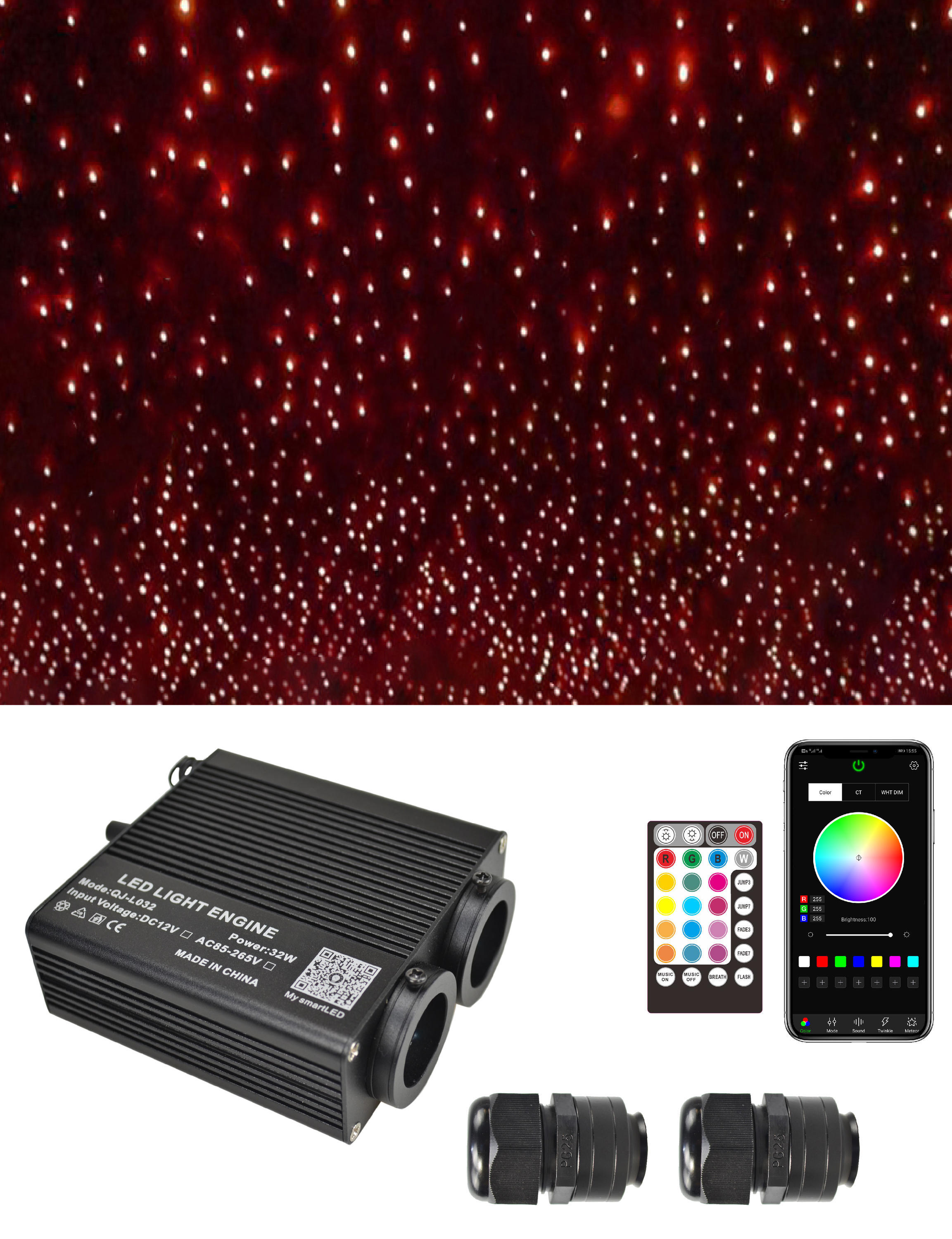 32W RGBW Dual-Head Fiber Optic Starlight Ceiling Engine with Smart App Control,Whymelighting – Pro LED Strips & Diffused Blocks, Factory Direct,32W RGBW Dual-Head Fiber Optic Starlight Ceiling Engine with Smart App Control
