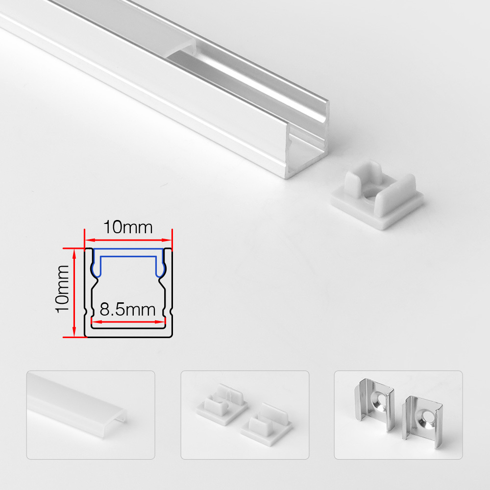 10x10mm Mini U-Shape LED Aluminum Channel Profile, Ultra-Slim Surface Mount Extrusion for LED Strip Light with Diffuser Cover,Whymelighting – Pro LED Strips & Diffused Blocks, Factory Direct,10x10mm Mini U-Shape LED Aluminum Channel Profile, Ultra-Slim Surface Mount Extrusion for LED Strip Light with Diffuser Cover