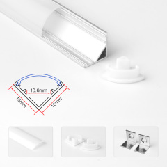 16×16mm V-Shape Corner LED Aluminum Channel Profile, 45° Angle LED Strip Extrusion with PC Diffuser for Cabinet / Cove / Architectural Lighting,Whymelighting – Pro LED Strips & Diffused Blocks, Factory Direct,16×16mm V-Shape Corner LED Aluminum Channel Profile, 45° Angle LED Strip Extrusion with PC Diffuser for Cabinet / Cove / Architectural Lighting