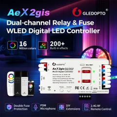 GLEDOPTO AeX2gis GL-C-116WL-RF Dual-Channel WLED Controller, 5V-24V SPI Addressable LED Strip Controller with Relay & Fuse, WiFi & 2.4G RF for WS2812B, SK6812, WS2815, TM1814 Programmable Lights,Whymelighting – Pro LED Strips & Diffused Blocks, Factory Direct,GLEDOPTO AeX2gis GL-C-116WL-RF Dual-Channel WLED Controller, 5V-24V SPI Addressable LED Strip Controller with Relay & Fuse, WiFi & 2.4G RF for WS2812B, SK6812, WS2815, TM1814 Programmable Lights