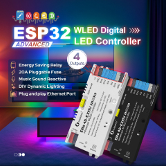 GLEDOPTO GL-C-618WL Elite 4D-EXMU Advanced WLED Controller, ESP32 4-Output Addressable LED Controller with RJ45 Ethernet + WiFi, DC5–24V 15A Fuse & Relay, for WS2812B SK6812 WS2815 TM1814 RGBIC Pixel LED Strip,Whymelighting – Pro LED Strips & Diffused Blocks, Factory Direct,GLEDOPTO GL-C-618WL Elite 4D-EXMU Advanced WLED Controller, ESP32 4-Output Addressable LED Controller with RJ45 Ethernet + WiFi, DC5–24V 15A Fuse & Relay, for WS2812B SK6812 WS2815 TM1814 RGBIC Pixel LED Strip