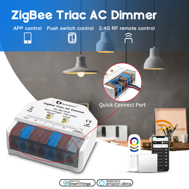 GLEDOPTO GL-SD-301P ZigBee 3.0 Ultra-Mini Triac AC Dimmer, Trailing-Edge 100–240VAC 400W, In-Wall Dimmer Module, APP/Voice/Push Switch/2.4G RF, for Hue / SmartThings / Tuya / Alexa / Home Assistant / Zigbee2MQTT,Whymelighting – Pro LED Strips & Diffused Blocks, Factory Direct,GLEDOPTO GL-SD-301P ZigBee 3.0 Ultra-Mini Triac AC Dimmer, Trailing-Edge 100–240VAC 400W, In-Wall Dimmer Module, APP/Voice/Push Switch/2.4G RF, for Hue / SmartThings / Tuya / Alexa / Home Assistant / Zigbee2MQTT