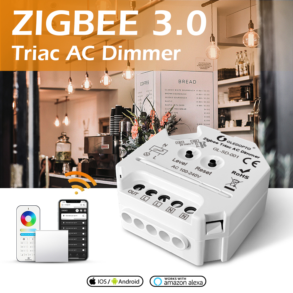 GLEDOPTO GL-SD-001 ZigBee 3.0 Triac AC Dimmer, Trailing-Edge 100–240VAC 400W, Mini In-Wall Dimmer Module, APP/Voice/Push Switch/2.4G RF, for Hue / SmartThings / Tuya / Home Assistant / Echo Plus,Whymelighting – Pro LED Strips & Diffused Blocks, Factory Direct,GLEDOPTO GL-SD-001 ZigBee 3.0 Triac AC Dimmer, Trailing-Edge 100–240VAC 400W, Mini In-Wall Dimmer Module, APP/Voice/Push Switch/2.4G RF, for Hue / SmartThings / Tuya / Home Assistant / Echo Plus