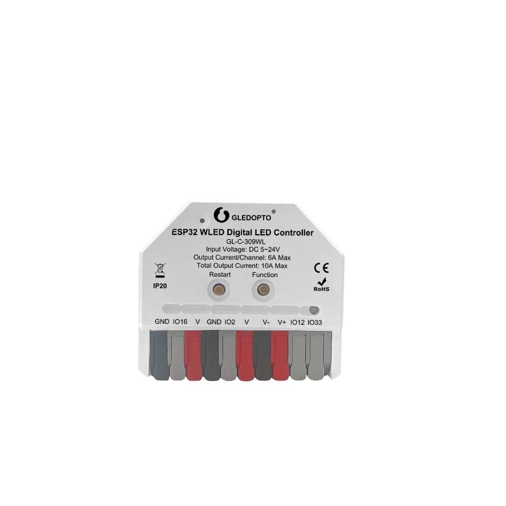 GLEDOPTO GL-C-310WL ESP32 WLED Ultra-Mini Digital LED Controller, WiFi Addressable LED Controller with Mic, DC5–24V 10A, 2-Channel SPI for WS2812B SK6812 WS2815 WS2811 TM1814 Pixel LED Strip, Fit in Wall Box,Whymelighting – Pro LED Strips & Diffused Blocks, Factory Direct,GLEDOPTO GL-C-310WL ESP32 WLED Ultra-Mini Digital LED Controller, WiFi Addressable LED Controller with Mic, DC5–24V 10A, 2-Channel SPI for WS2812B SK6812 WS2815 WS2811 TM1814 Pixel LED Strip, Fit in Wall Box