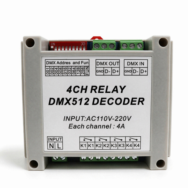 4 Channel DMX512 Relay Switch Controller, AC110-220V Input 4-Way DMX Relay Module,Whymelighting – Pro LED Strips & Diffused Blocks, Factory Direct,4 Channel DMX512 Relay Switch Controller, AC110-220V Input 4-Way DMX Relay Module