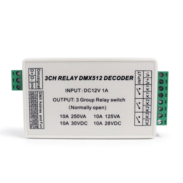 3-Channel DMX512 Relay Switch Controller AC110-220V 3CH 5A Relay AC250V,Whymelighting – Pro LED Strips & Diffused Blocks, Factory Direct,3-Channel DMX512 Relay Switch Controller AC110-220V 3CH 5A Relay AC250V