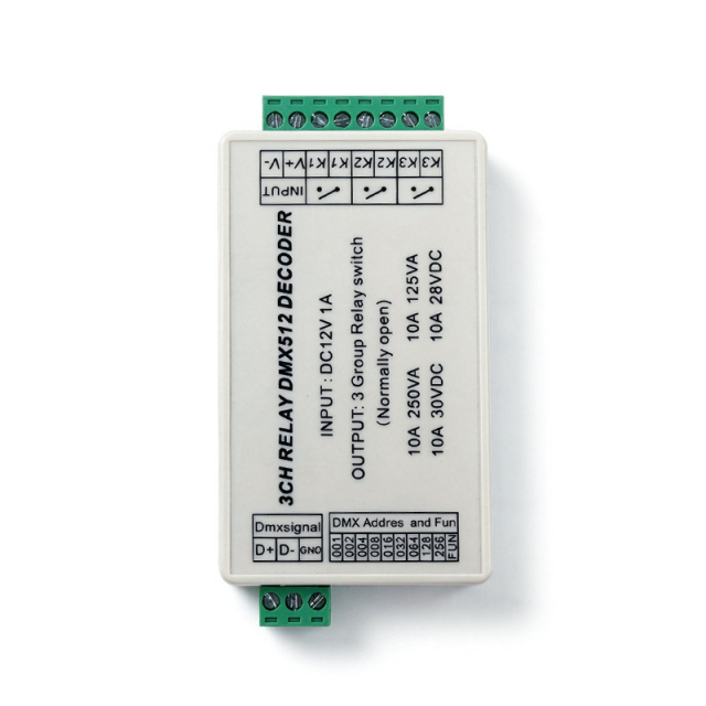 3-Channel DMX512 Relay Switch Controller AC110-220V 3CH 5A Relay AC250V,Whymelighting – Pro LED Strips & Diffused Blocks, Factory Direct,3-Channel DMX512 Relay Switch Controller AC110-220V 3CH 5A Relay AC250V