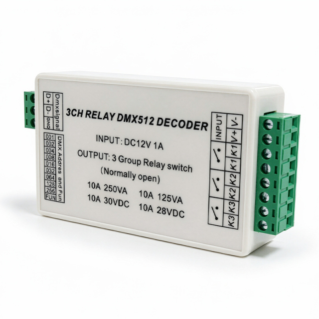 3-Channel DMX512 Relay Switch Controller AC110-220V 3CH 5A Relay AC250V,Whymelighting – Pro LED Strips & Diffused Blocks, Factory Direct,3-Channel DMX512 Relay Switch Controller AC110-220V 3CH 5A Relay AC250V