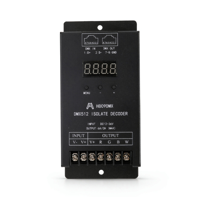 H809DMX Constant Voltage DMX512 Decoder PWM Dimmer Driver for RGBW Strip,Whymelighting – Pro LED Strips & Diffused Blocks, Factory Direct,H809DMX Constant Voltage DMX512 Decoder PWM Dimmer Driver for RGBW Strip