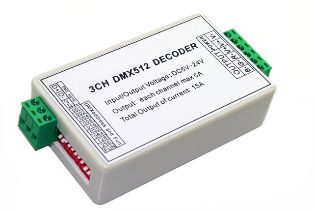 3CH DMX512 LED Decoder DC5V-24V 15A Max DIP Address RGB PWM Output,Whymelighting – Pro LED Strips & Diffused Blocks, Factory Direct,3CH DMX512 LED Decoder DC5V-24V 15A Max DIP Address RGB PWM Output