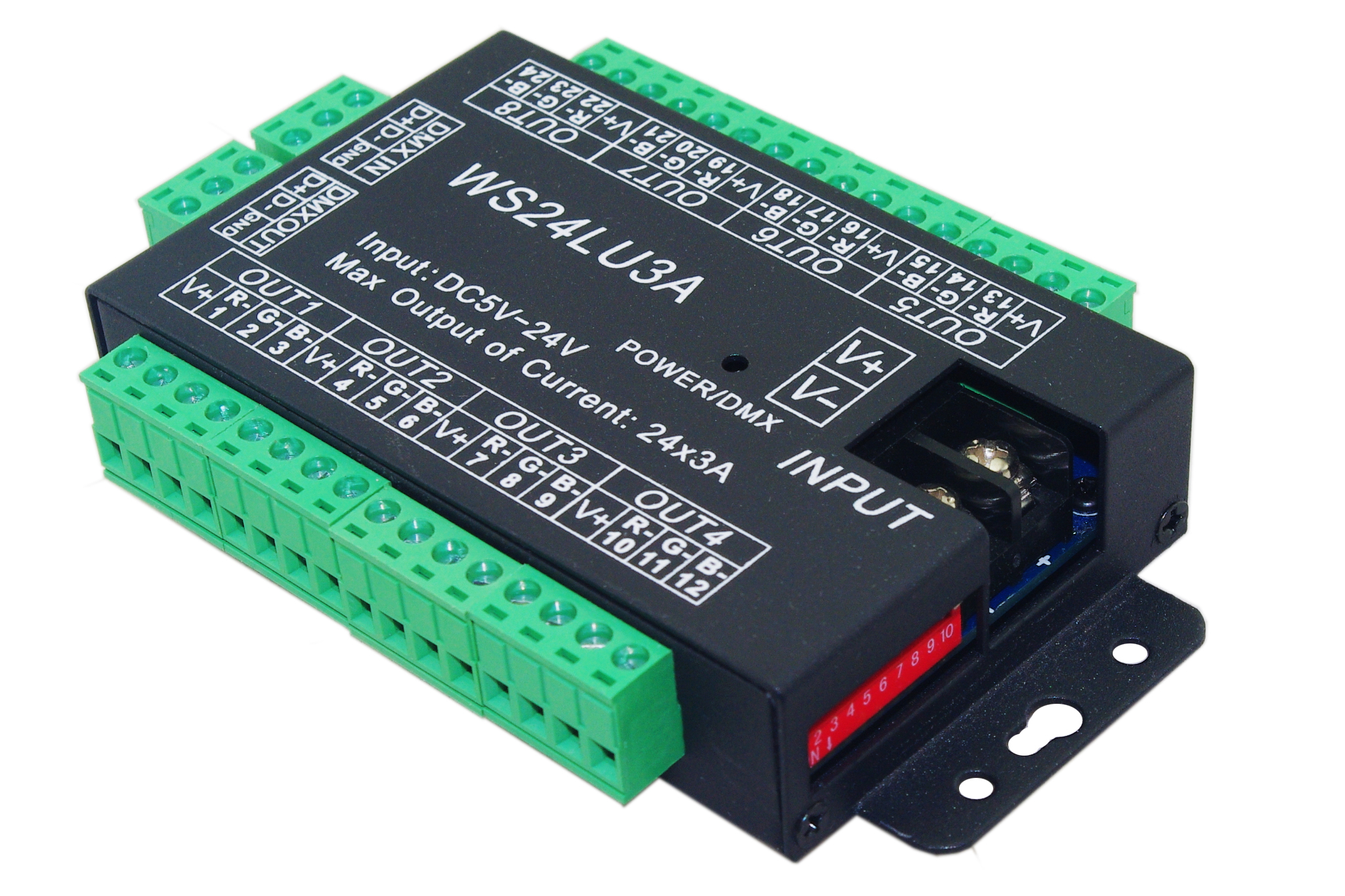 WS24LU3A 24CH DMX512 Decode DC5V-24V 1A Max 3A 8 RGB Groups LED Controller,Whymelighting – Pro LED Strips & Diffused Blocks, Factory Direct,WS24LU3A 24CH DMX512 Decode DC5V-24V 1A Max 3A 8 RGB Groups LED Controller